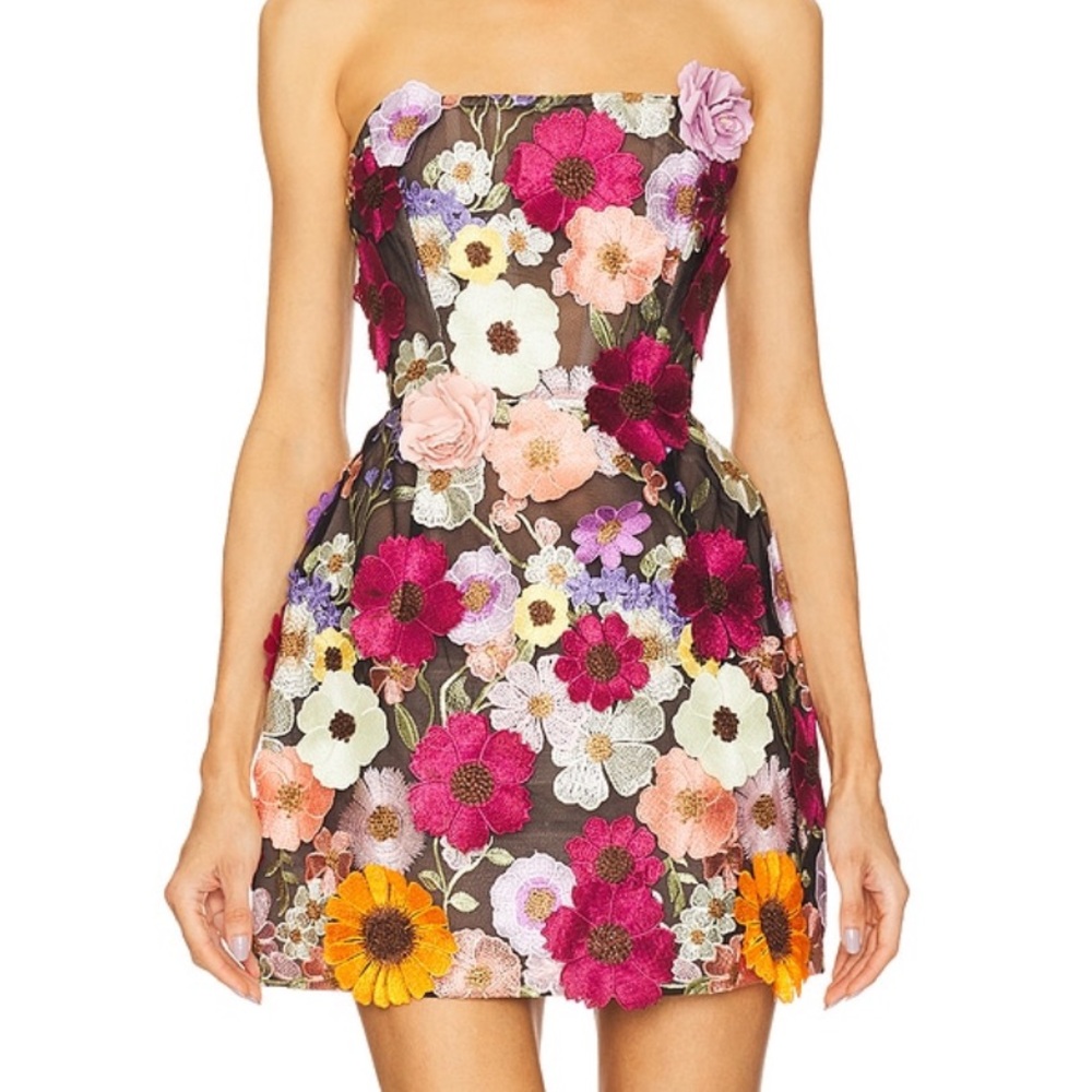 Bronx and Banco Floral Strapless Dress